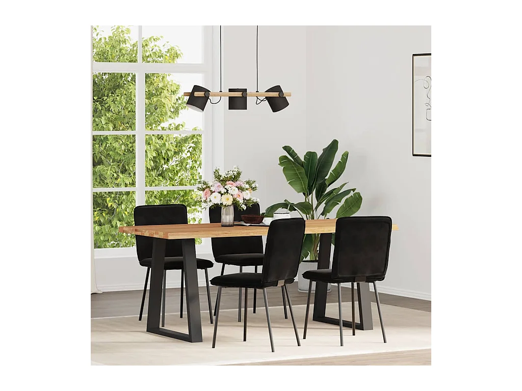 Chaises à manger lot de 4 Noir Velours