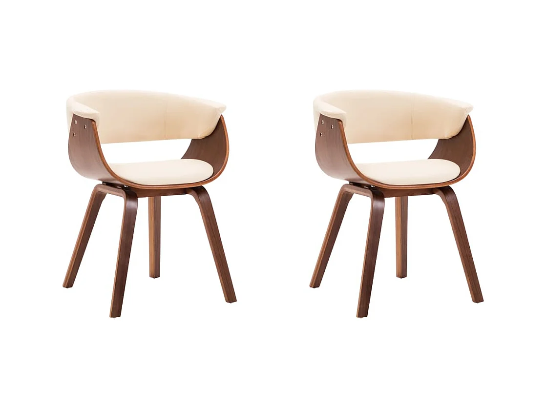 Chaises à manger lot de 2 crème bois courbé et similicuir