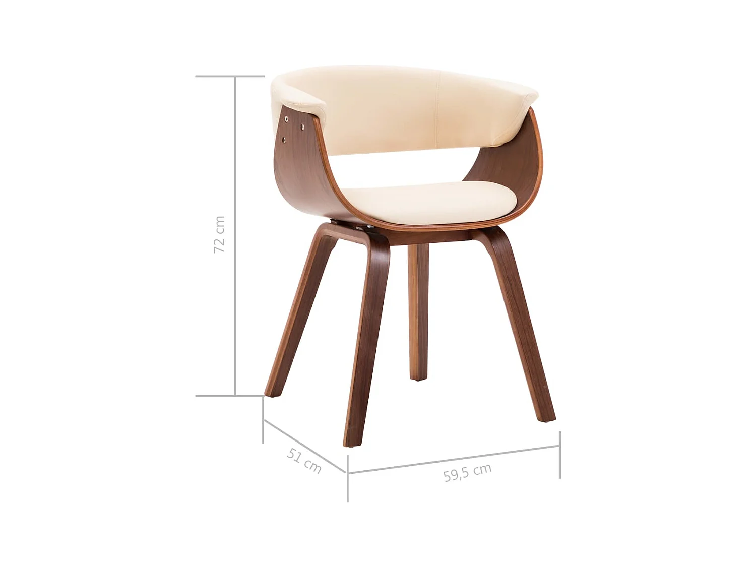 Chaises à manger lot de 2 crème bois courbé et similicuir