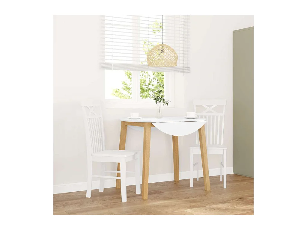 Chaises à manger 2 pcs blanc bois massif caoutchouc