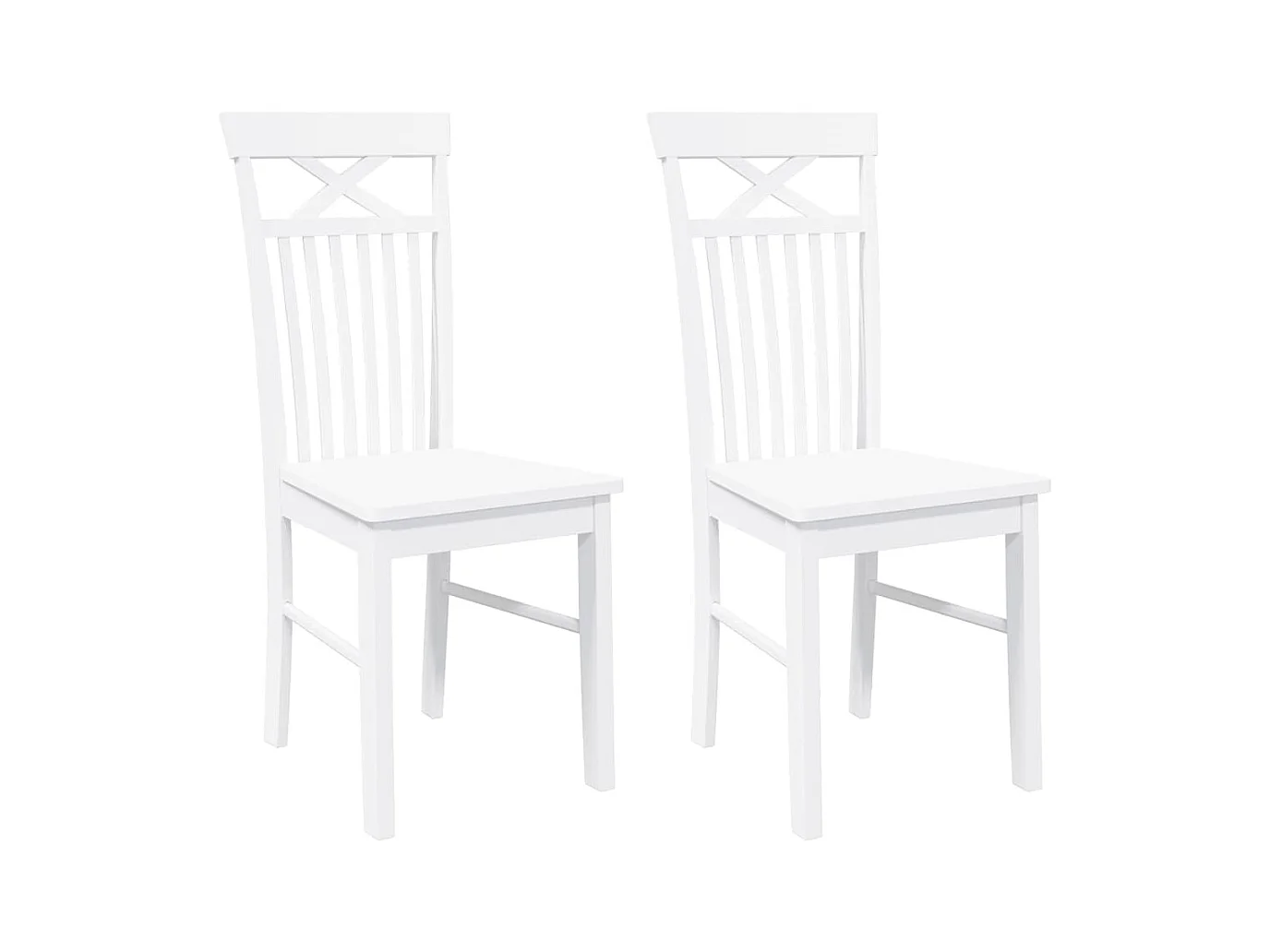 Chaises à manger 2 pcs blanc bois massif caoutchouc