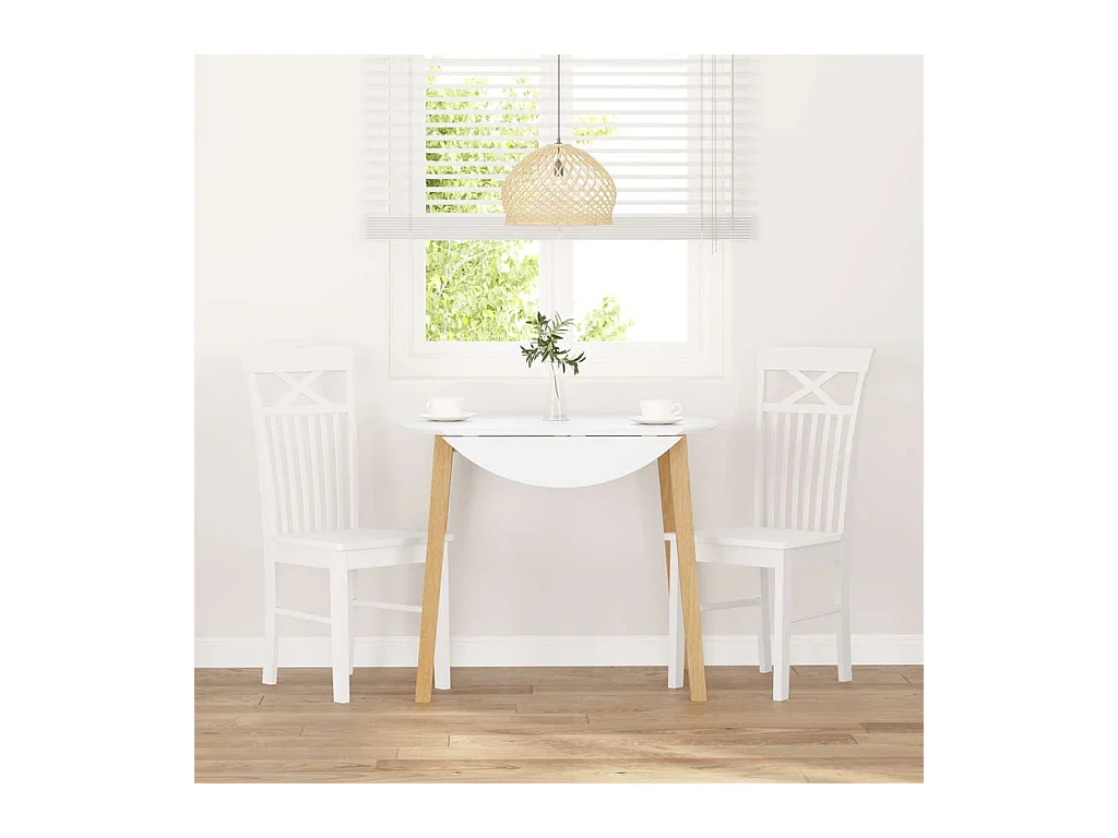 Chaises à manger 2 pcs blanc bois massif caoutchouc