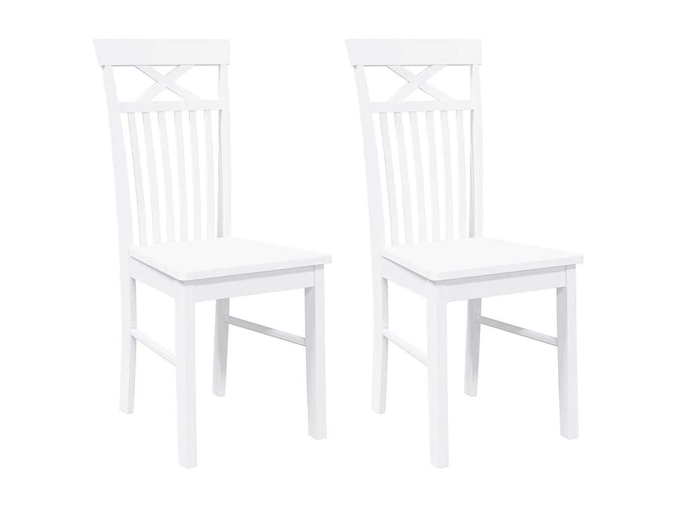 Chaises à manger 2 pcs blanc bois massif caoutchouc