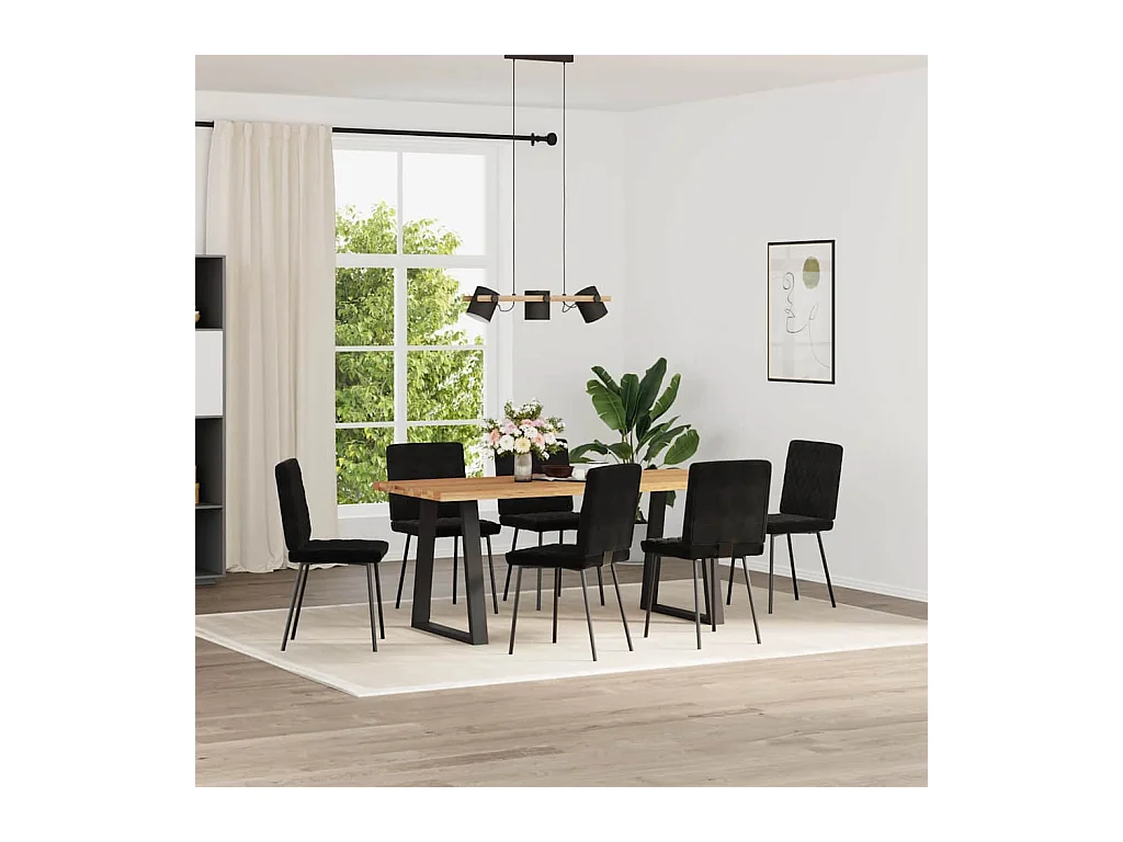 Chaises à manger lot de 6 noir velours
