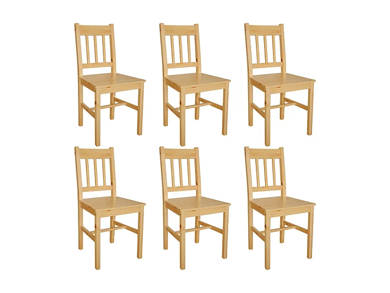 Set di 6 sedie da pranzo in legno di pino