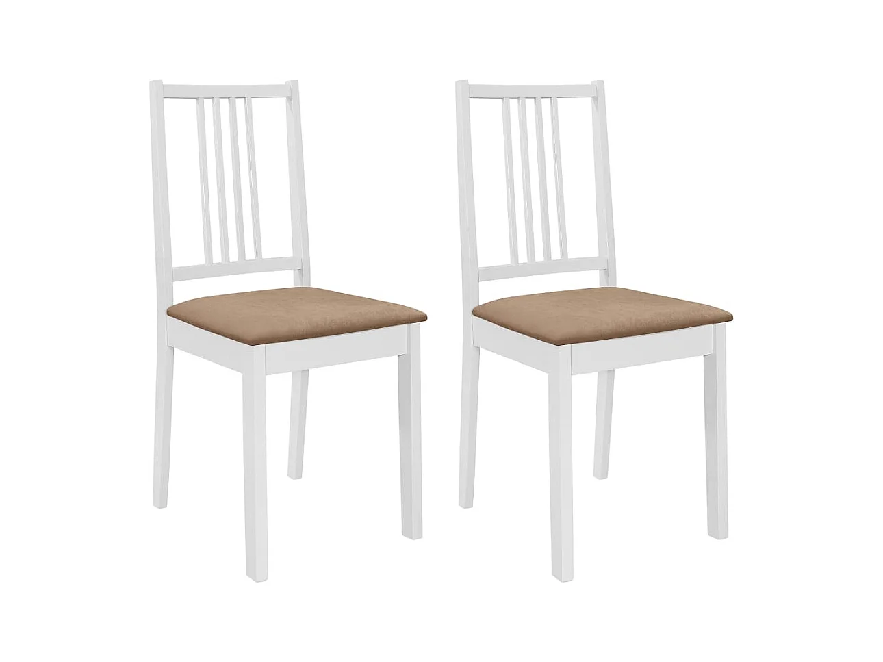 Juego de 2 sillas de comedor con cojines de madera maciza blanca