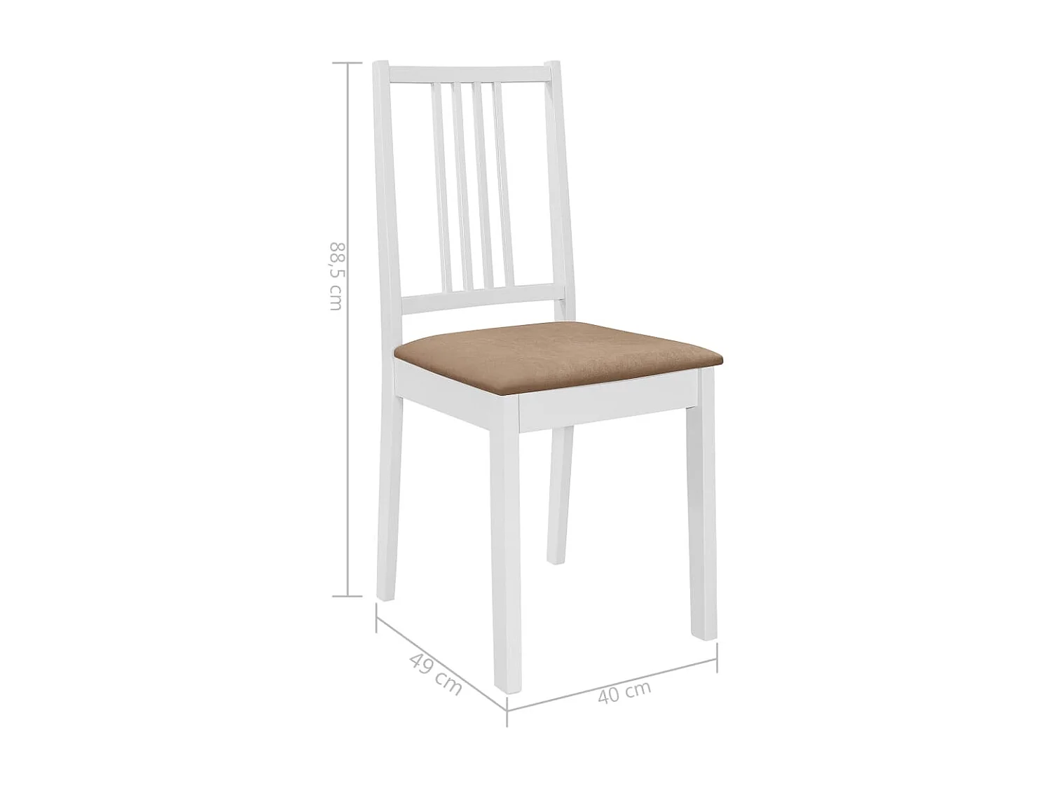 Chaises à manger avec coussins lot de 2 blanc bois solide