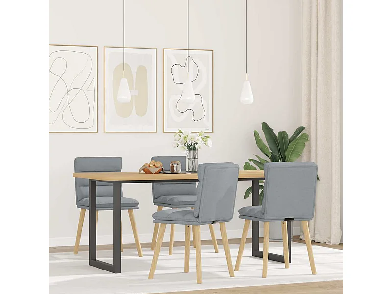 Eetkamerstoelen set van 4 lichtgrijze stof
