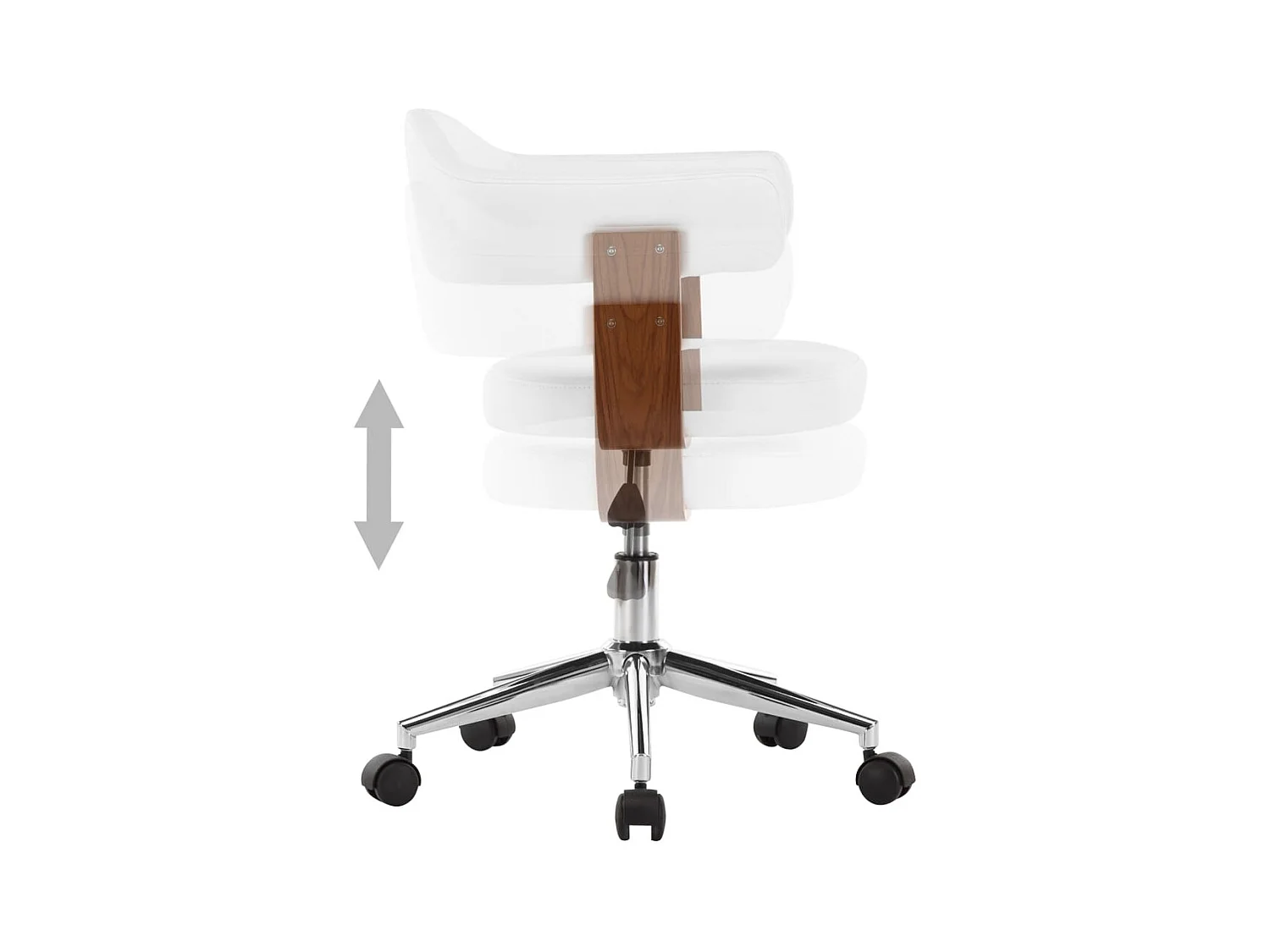 Chaise pivotante à dîner Blanc Bois courbé et similicuir