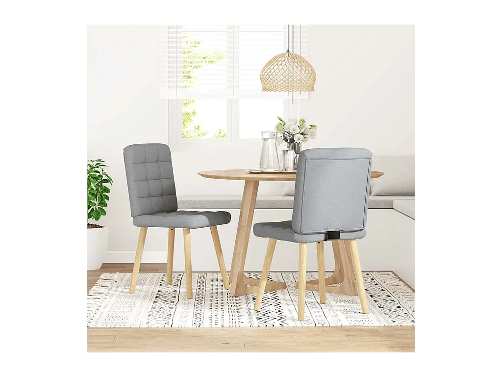 Set di 2 sedie da pranzo in tessuto grigio chiaro
