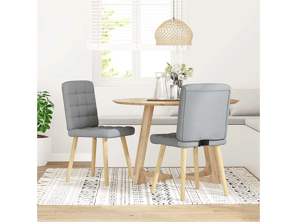 Set di 2 sedie da pranzo in tessuto grigio chiaro