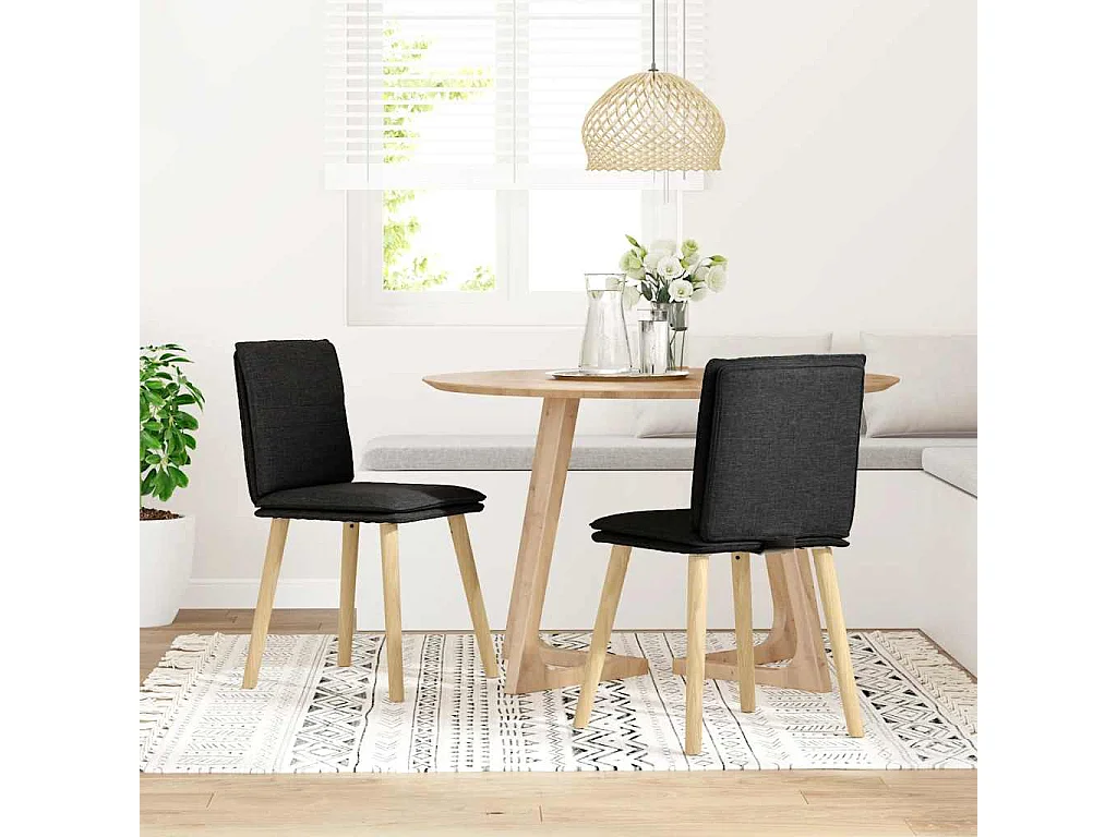 Chaises à manger lot de 2 noir tissu