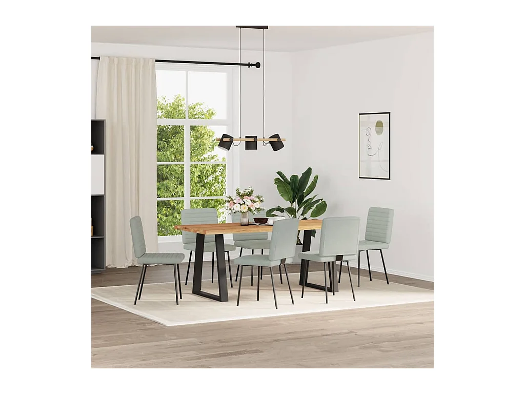 Eetkamerstoelen set van 6 lichtgrijs fluweel