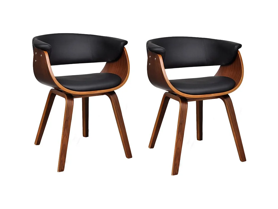 Chaises à manger lot de 2 bois courbé et similicuir