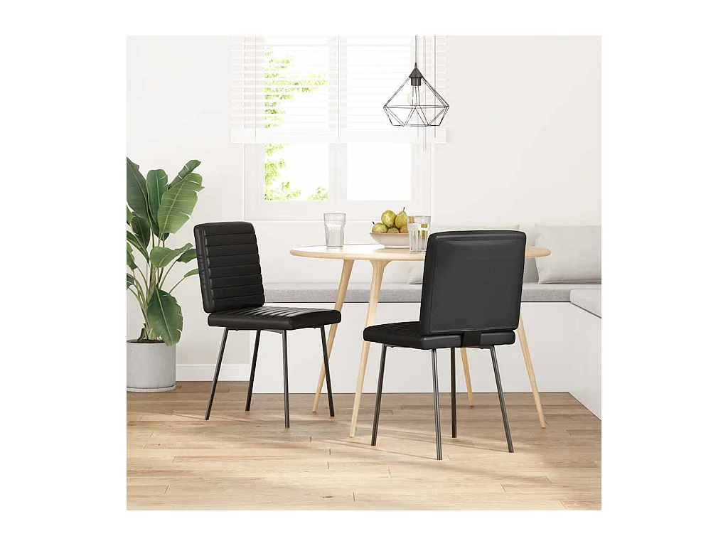 Chaises à manger lot de 2 noir similicuir