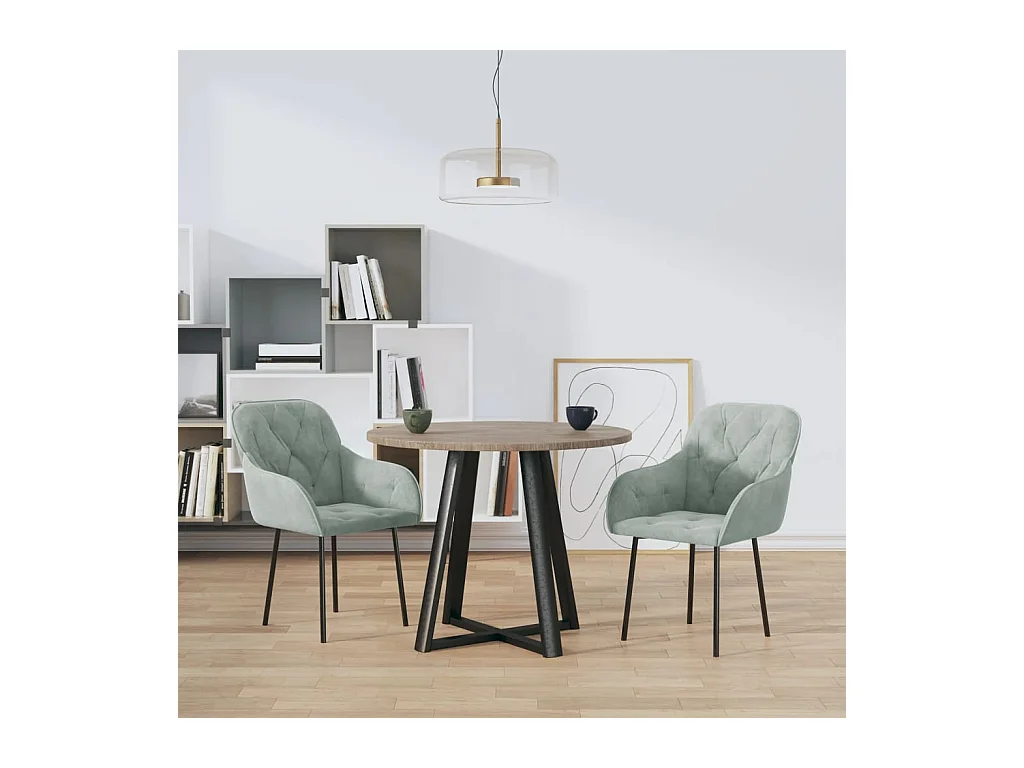 Juego de 2 sillas de comedor en terciopelo gris claro