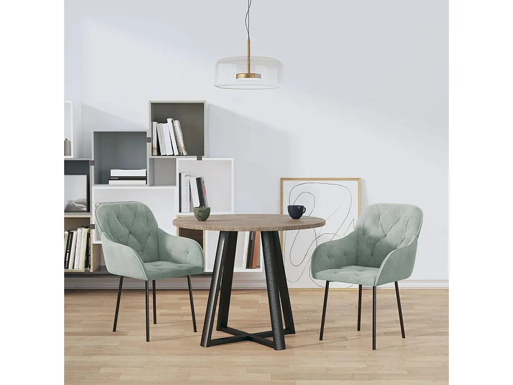 Chaises à manger lot de 2 Gris clair Velours