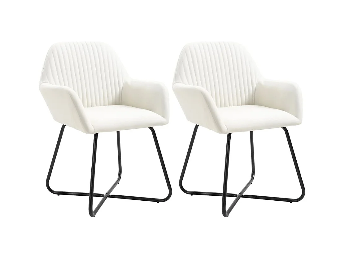 Chaises à manger lot de 2 crème tissu