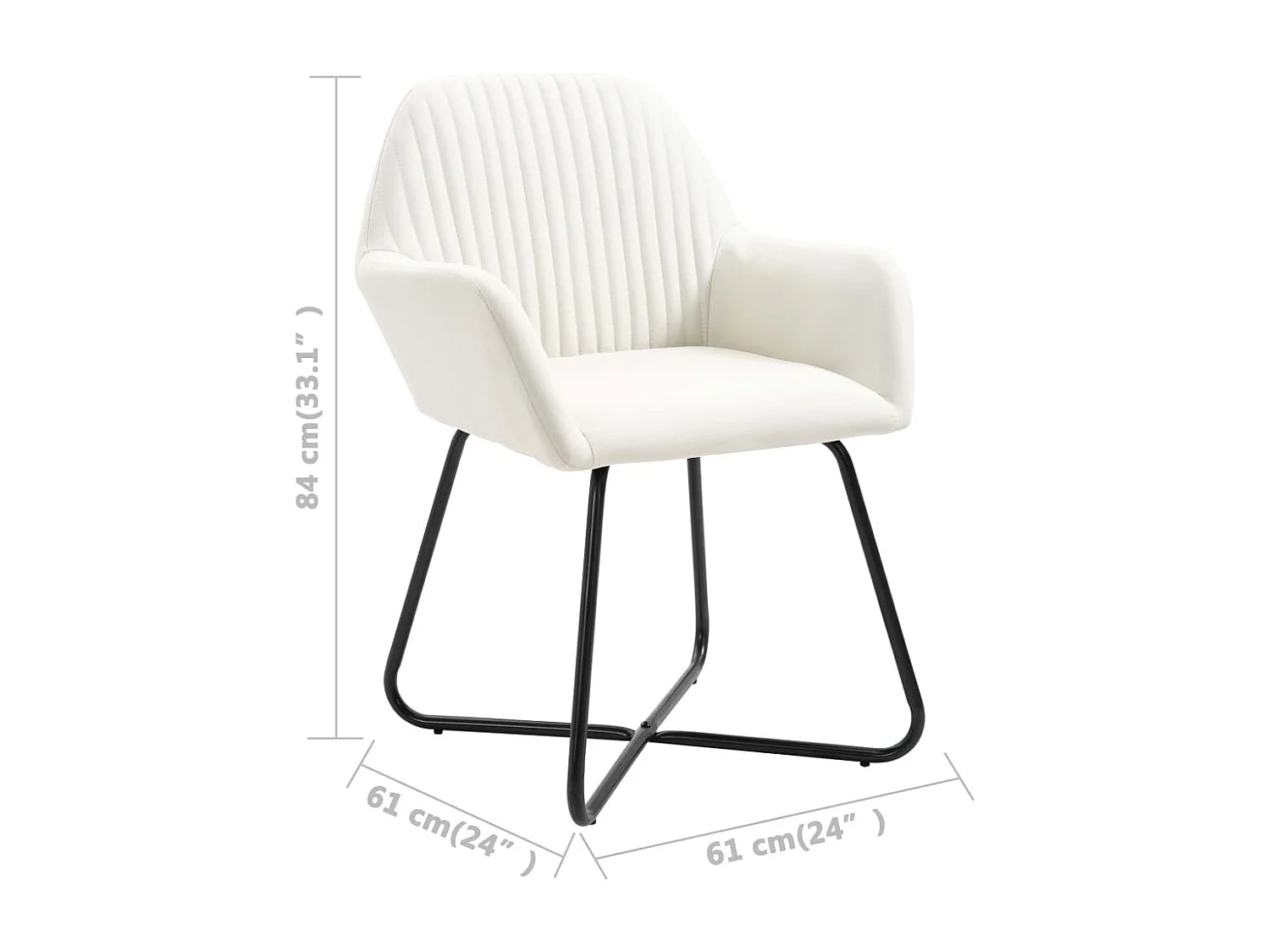 Set di 2 sedie da pranzo in tessuto color crema