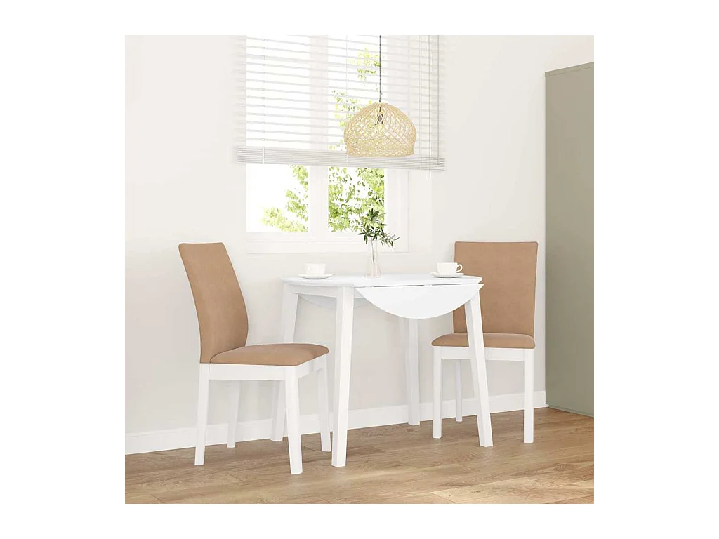 Chaises à manger coussins 2 pcs blanc bois massif caoutchouc