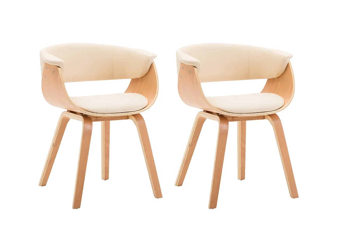 Chaises à manger lot de 2 crème bois courbé et similicuir