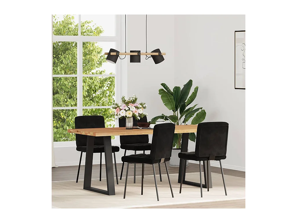 Chaises à manger lot de 4 Noir Velours