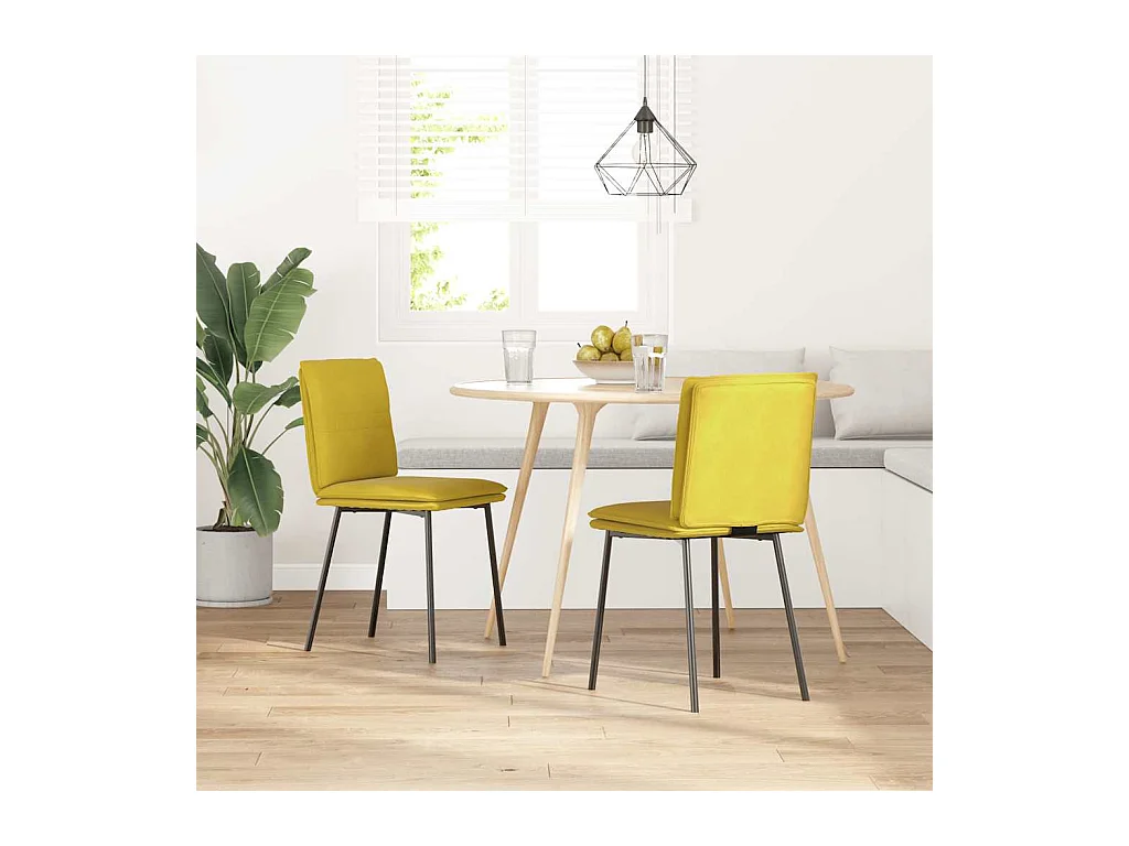 Chaises à manger lot de 2 Jaune Velours