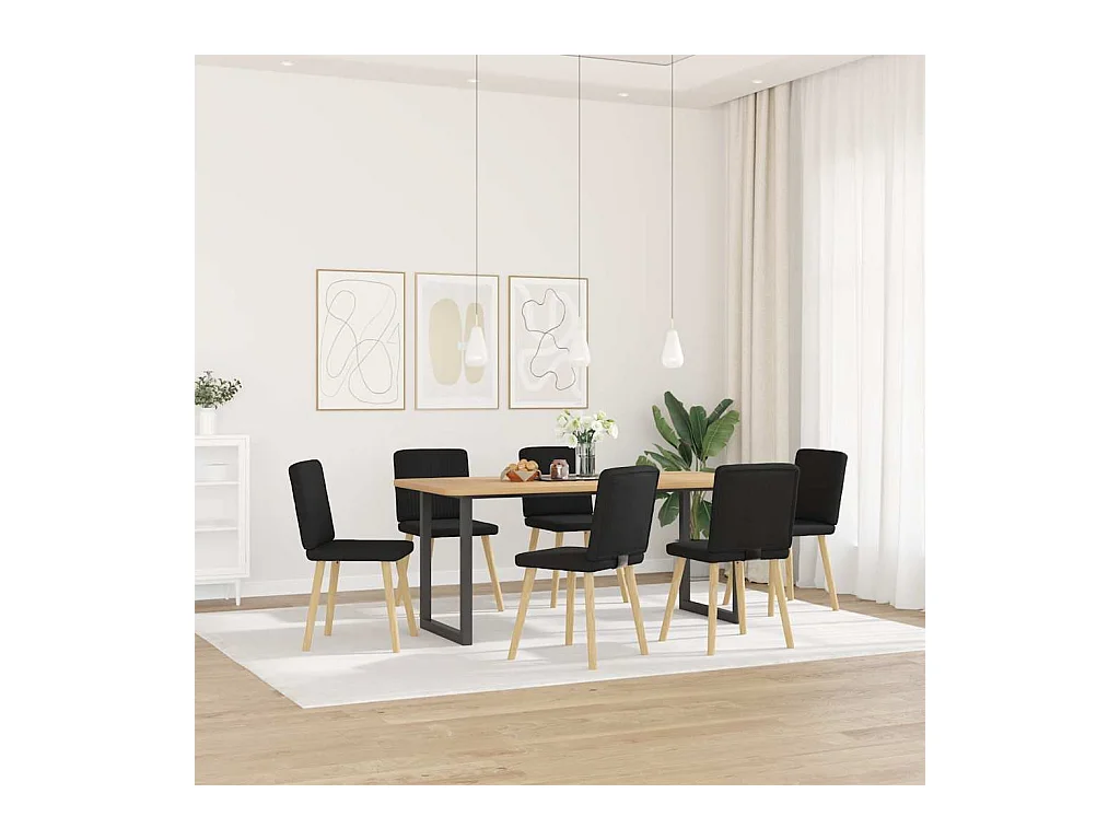 Chaises à manger lot de 6 noir tissu