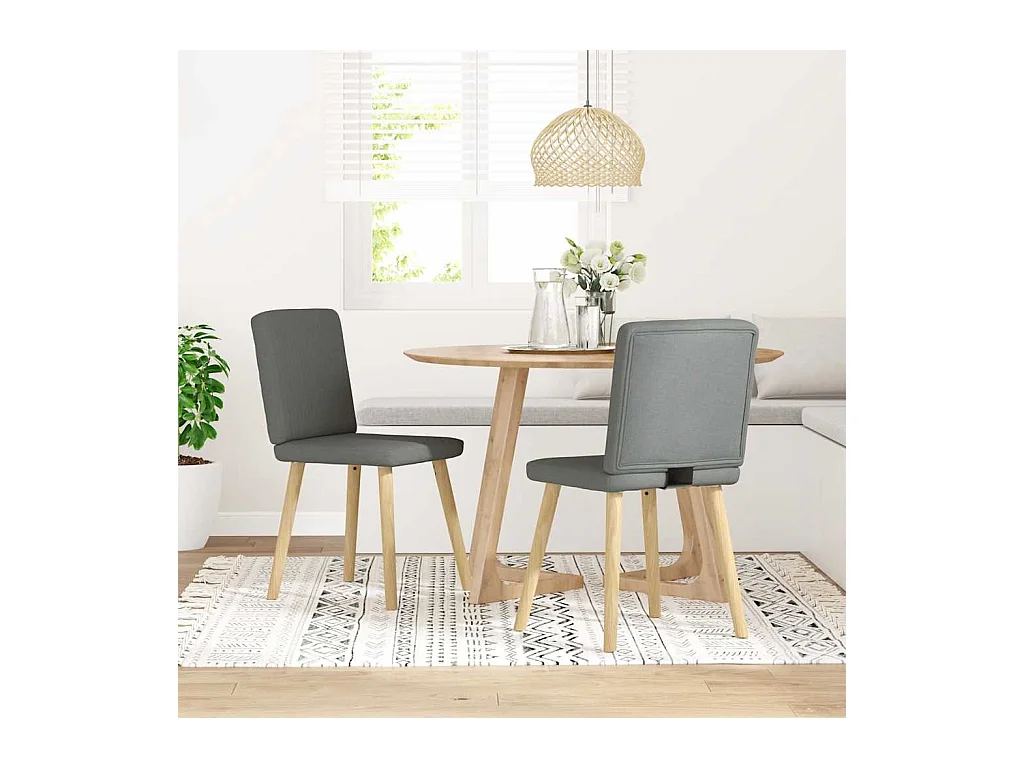 Eetkamerstoelen set van 2 donkergrijze stof