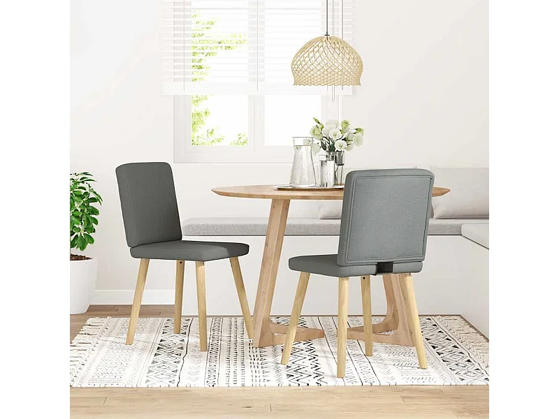 Eetkamerstoelen set van 2 donkergrijze stof