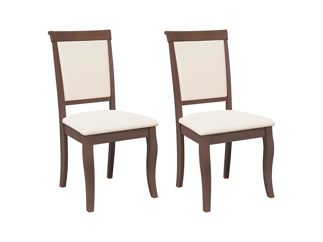 Chaises à manger coussins 2 pcs marron bois massif caoutchouc