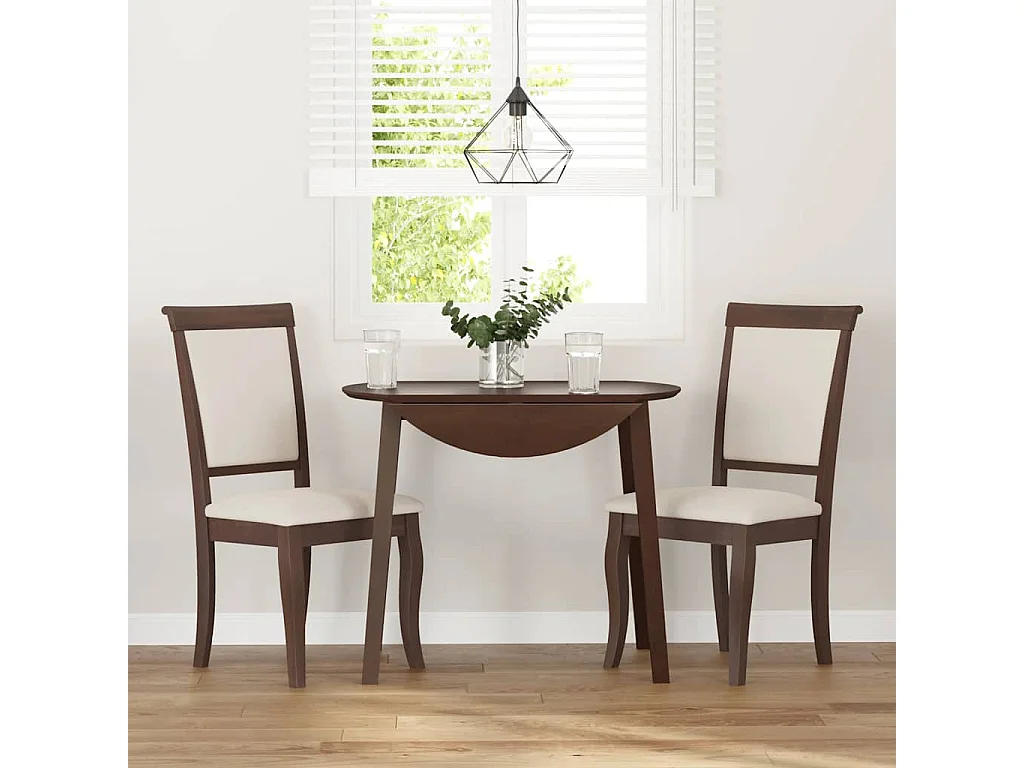 Chaises à manger coussins 2 pcs marron bois massif caoutchouc