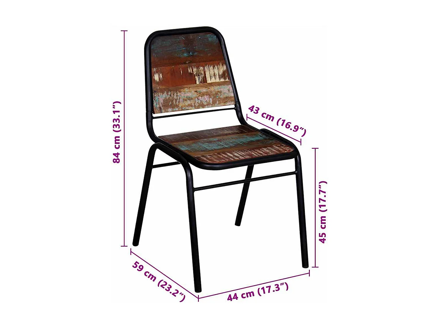 Chaises à manger lot de 6 bois de récupération solide