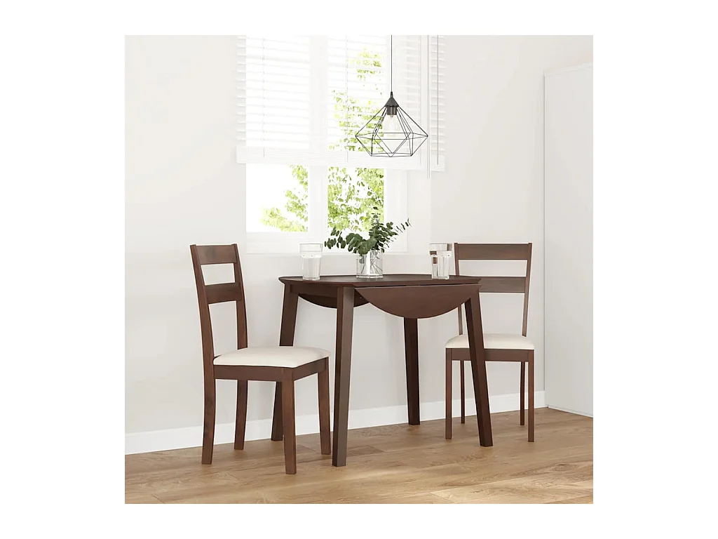 Chaises à manger coussins 2 pcs marron bois massif caoutchouc