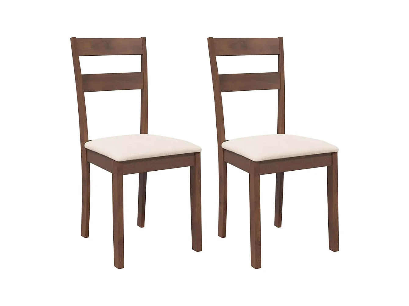 Chaises à manger coussins 2 pcs marron bois massif caoutchouc