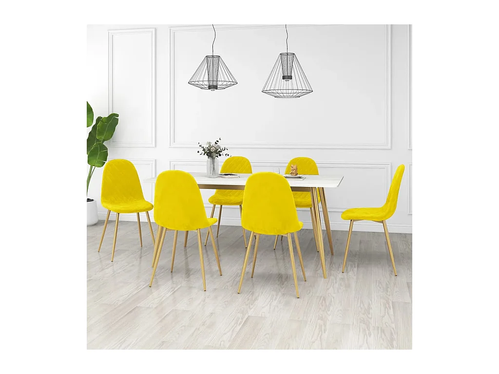 Chaises à manger lot de 6 Jaune moutarde Velours