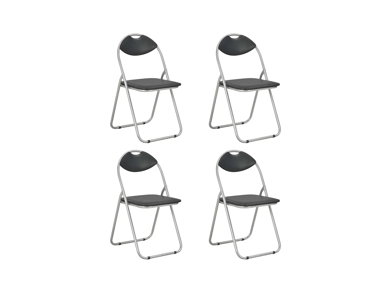Chaises pliantes à manger lot de 4 noir similicuir