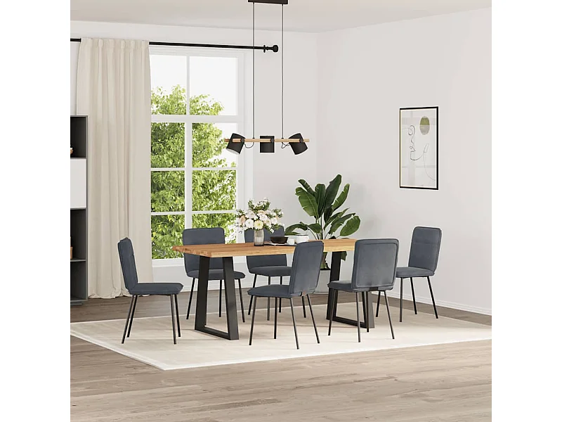 Chaises à manger lot de 6 gris foncé velours