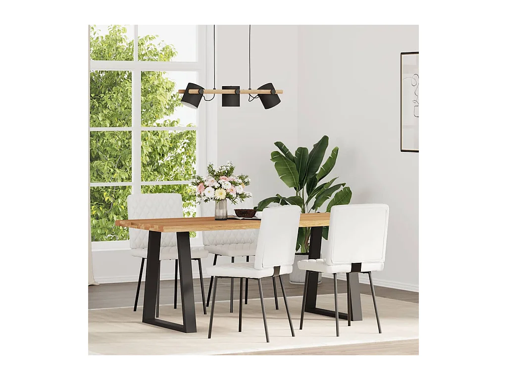 Set di 4 sedie da pranzo in similpelle bianca