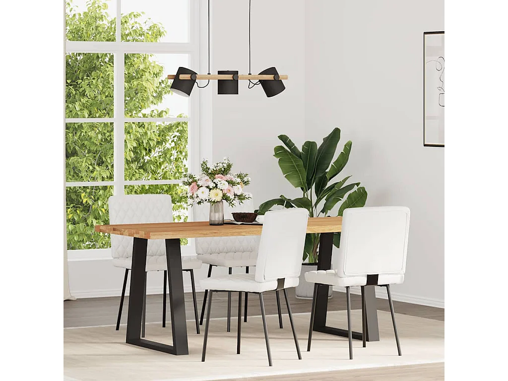 Juego de 4 sillas de comedor de piel sintética blanca