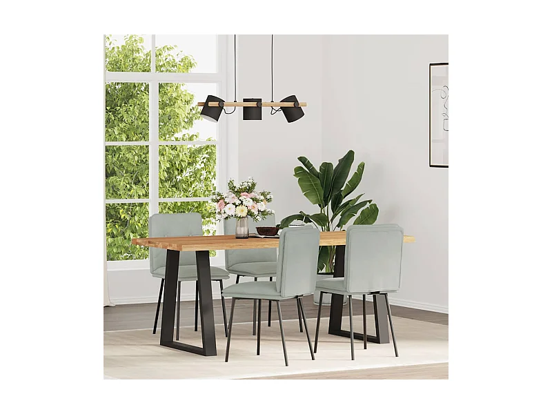 Chaises à manger lot de 4 Gris clair Velours