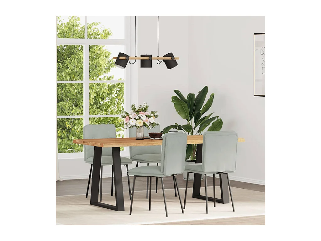 Set di 4 sedie da pranzo in velluto grigio chiaro