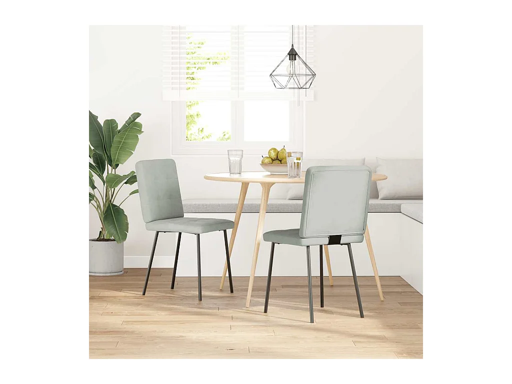 Set di 2 sedie da pranzo in velluto grigio chiaro