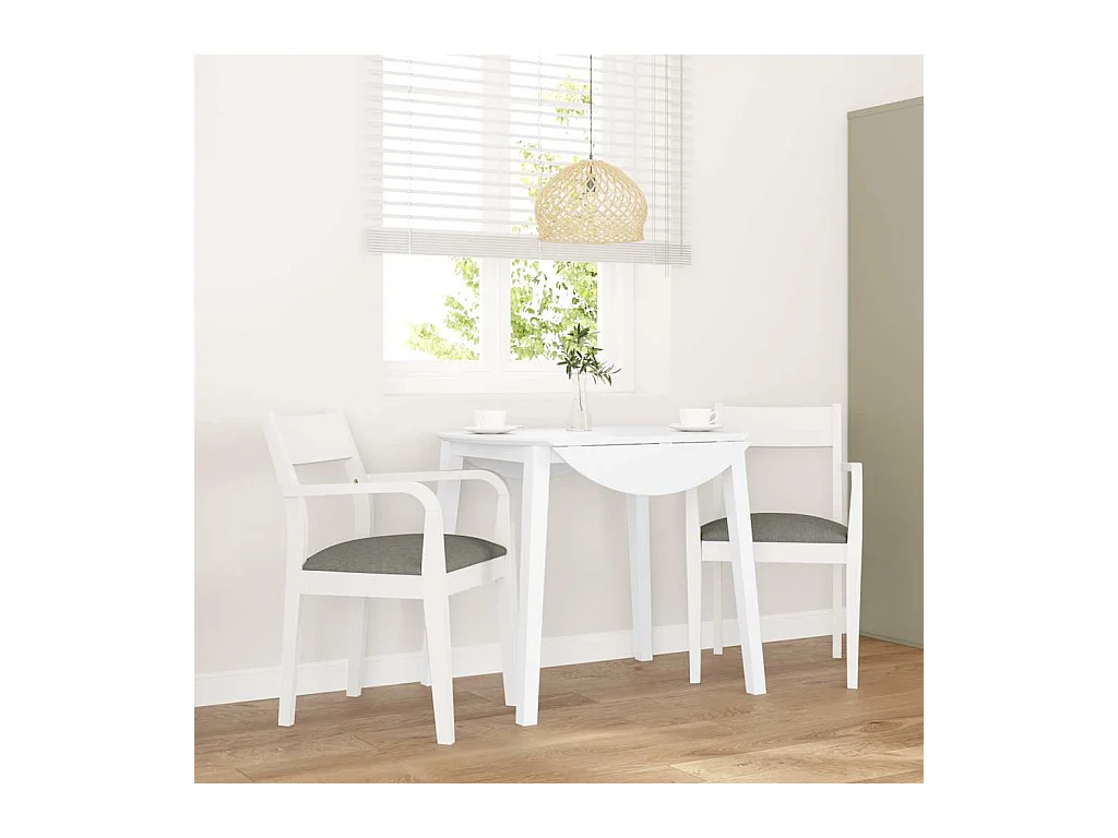 Chaises à manger coussins 2 pcs blanc bois massif caoutchouc