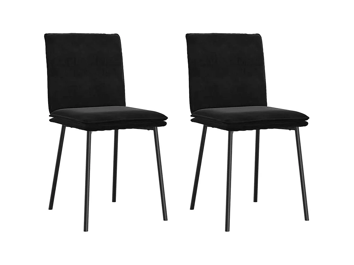 Chaises à manger lot de 2 Noir Velours