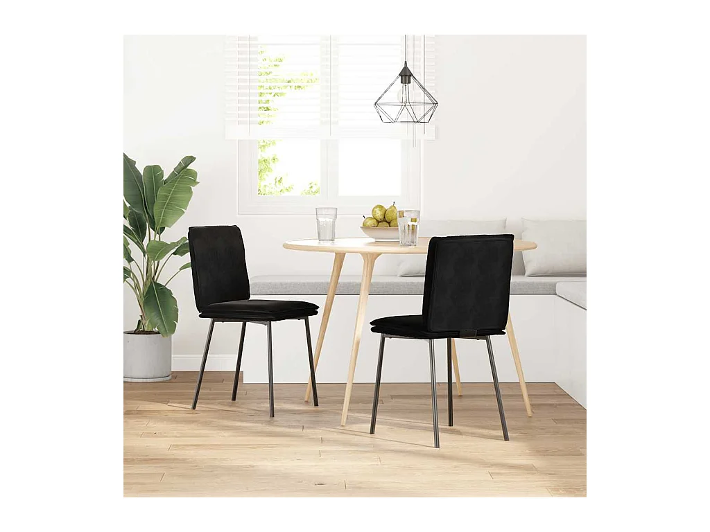 Chaises à manger lot de 2 Noir Velours
