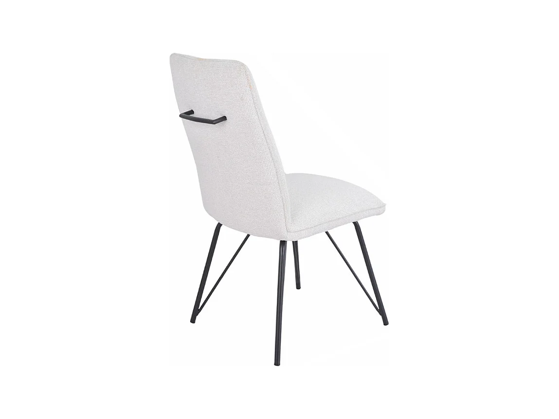 Lot 2 chaises en tissu doux écru avec pieds en métal noir - LUCAS