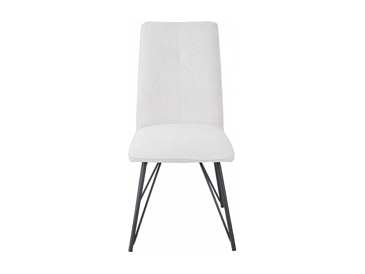 Lot 2 chaises en tissu doux écru avec pieds en métal noir - LUCAS