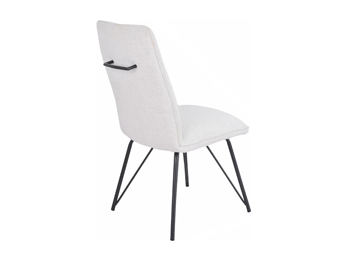 Lot 2 chaises en tissu doux écru avec pieds en métal noir - LUCAS