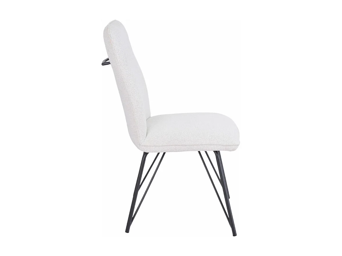 Lot 2 chaises en tissu doux écru avec pieds en métal noir - LUCAS